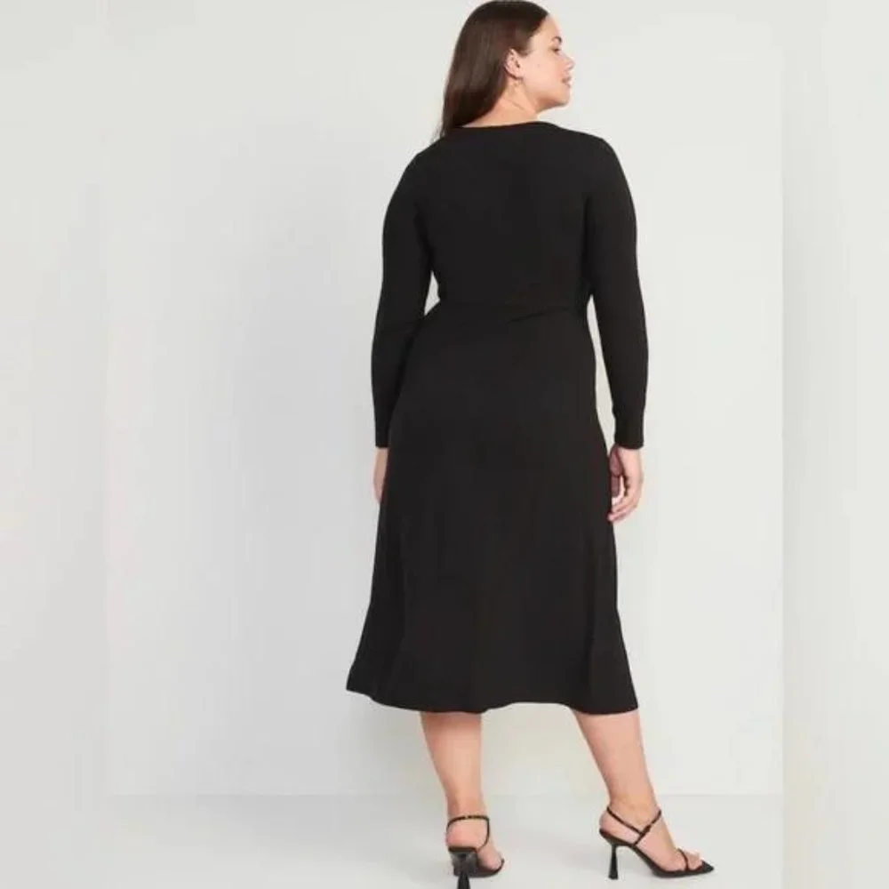 Old Navy Fit & Flare Twist-Front Cutout Midi Dress for Women New - Picture 7 of 7